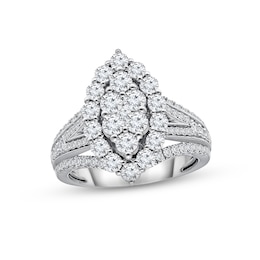 Multi-Diamond Center Engagement Ring 2 ct tw Round-cut 14K White Gold