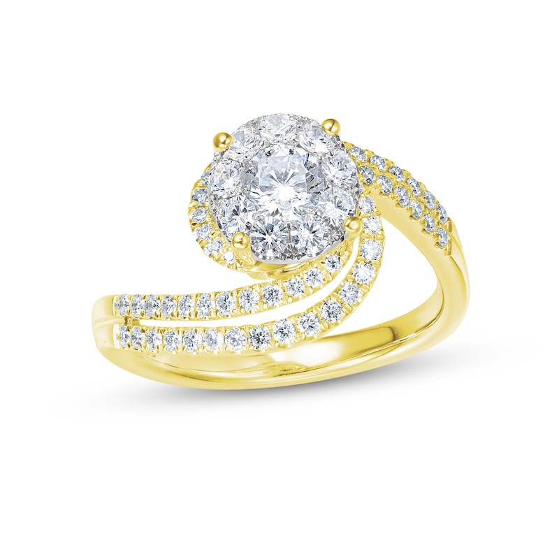 Main Image 1 of Round-Cut Multi-Diamond Center Engagement Ring 5/8 ct tw 14K Two-Tone Gold