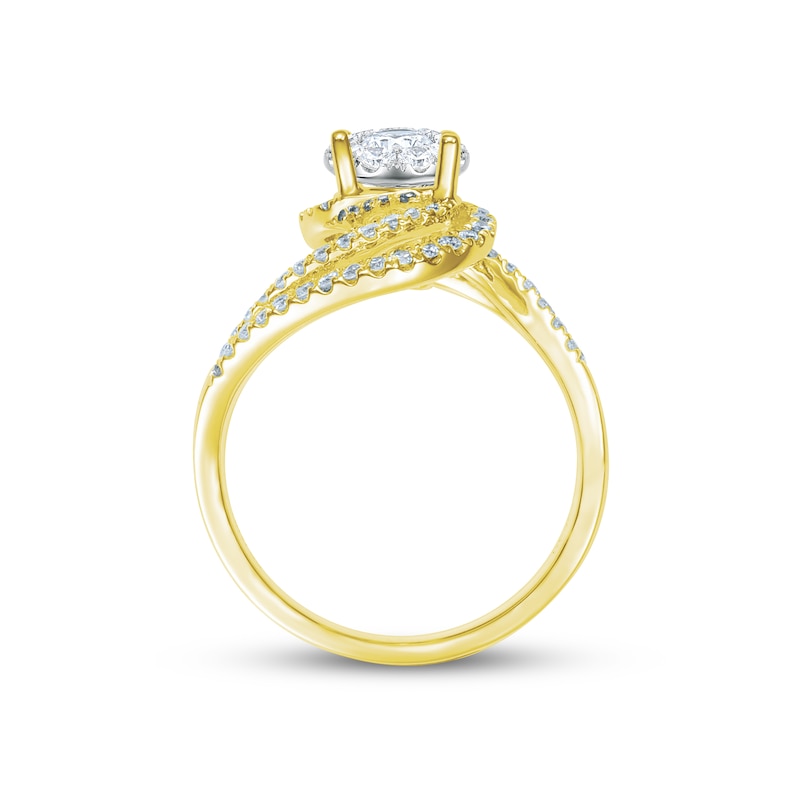 Main Image 2 of Round-Cut Multi-Diamond Center Engagement Ring 5/8 ct tw 14K Two-Tone Gold