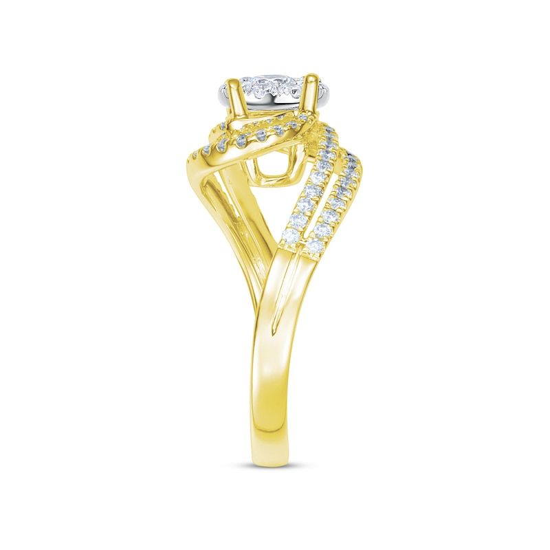 Main Image 3 of Round-Cut Multi-Diamond Center Engagement Ring 5/8 ct tw 14K Two-Tone Gold