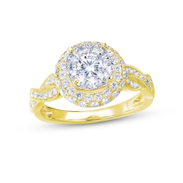 Multi-Diamond Center Engagement Ring 7/8 ct tw Round-cut 14K Yellow Gold