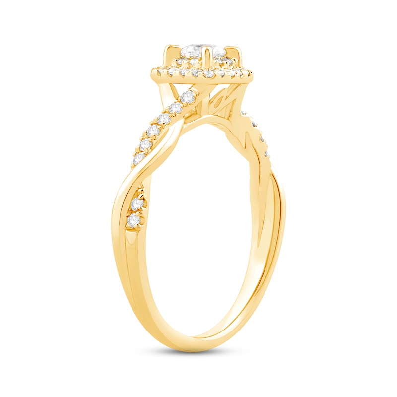 Main Image 2 of Diamond Halo Engagement Ring 3/8 ct tw Princess & Round-cut 14K Yellow Gold