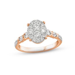 Multi-Diamond Center Engagement Ring 1 ct tw Round-cut 14K Rose Gold