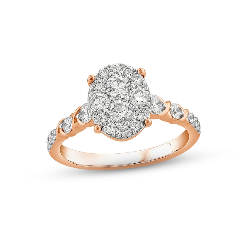 Main Image 1 of Multi-Diamond Center Engagement Ring 1 ct tw Round-cut 14K Rose Gold