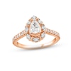 Thumbnail Image 1 of Diamond Halo Engagement Ring 7/8 ct tw Pear & Round-cut 14K Rose Gold