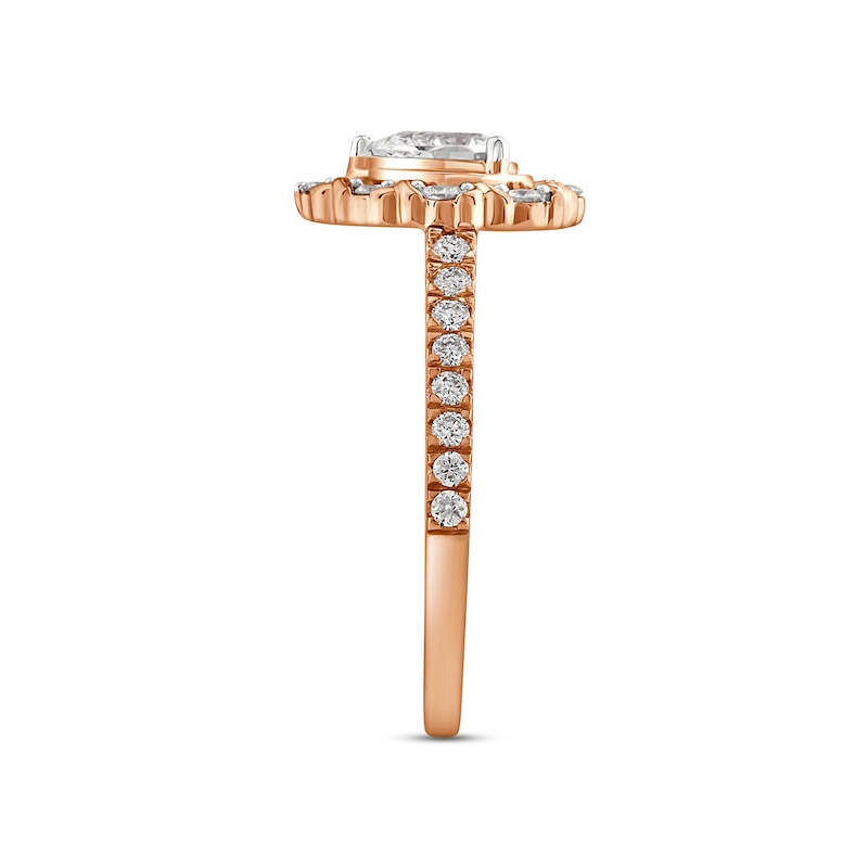 Main Image 2 of Diamond Halo Engagement Ring 7/8 ct tw Pear & Round-cut 14K Rose Gold