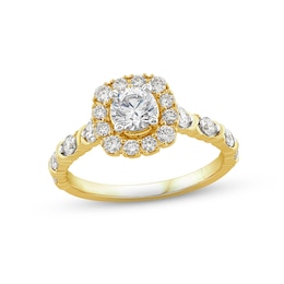 Diamond Halo Engagement Ring 1 ct tw Round-cut 14K Yellow Gold