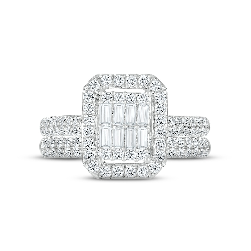 Main Image 2 of Multi-Diamond Center Bridal Set 1 ct tw Baguette & Round-cut 10K White Gold