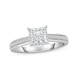 Now + Forever Diamond Engagement Ring 1/2 ct tw Princess & Round-cut 18K White Gold