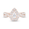 Thumbnail Image 3 of Diamond Halo Engagement Ring 1-1/2 ct tw Pear & Round-cut 18K Rose Gold