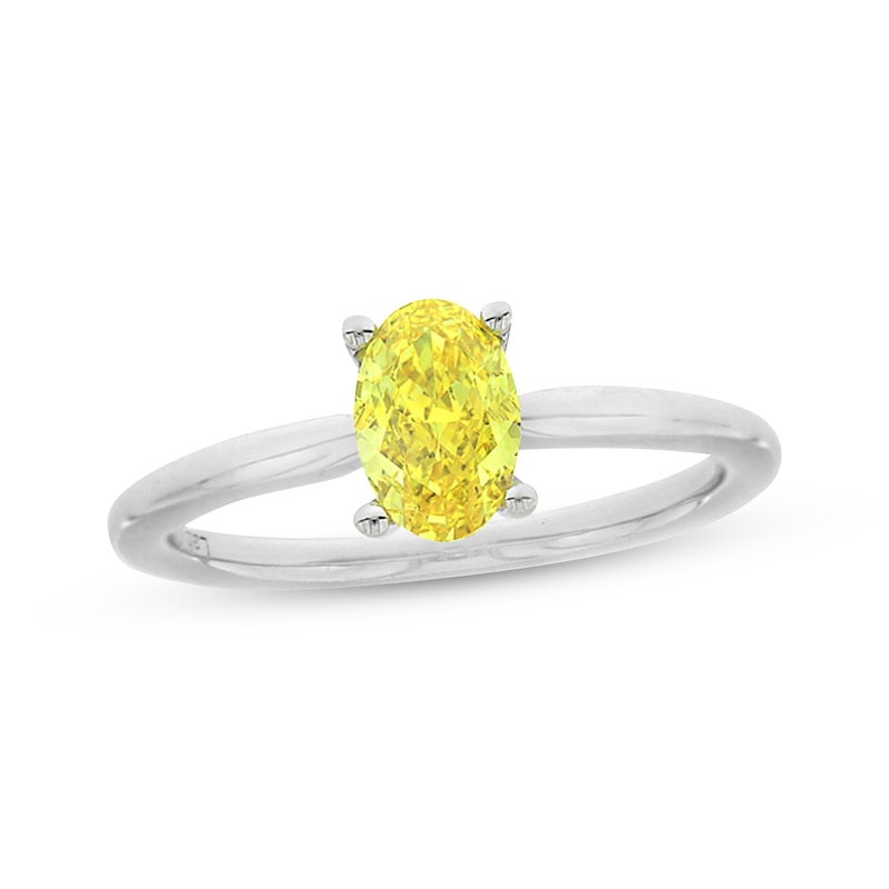 1 Carat Round Lab Grown Diamond Tension Set Solitaire Engagement Ring Yellow Gold Fascinating Diamonds