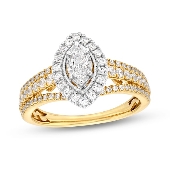 Diamond Engagement Ring 1 ct tw Marquise & Round-cut 14K Two-Tone Gold