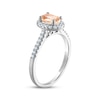 Thumbnail Image 2 of Morganite & Diamond Oval Halo Engagement Ring 1/4 ct tw Round-cut 14K White Gold