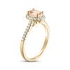 Thumbnail Image 2 of Morganite & Diamond Oval Halo Engagement Ring 1/4 ct tw Round-cut 14K Yellow Gold