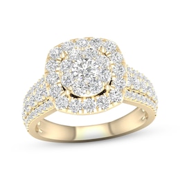 Multi-Diamond Engagement Ring 2 ct tw Round-cut 18K Yellow Gold