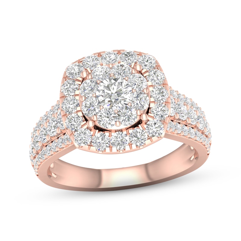 Multi-Diamond Engagement Ring 2 ct tw Round-cut 18K Rose Gold