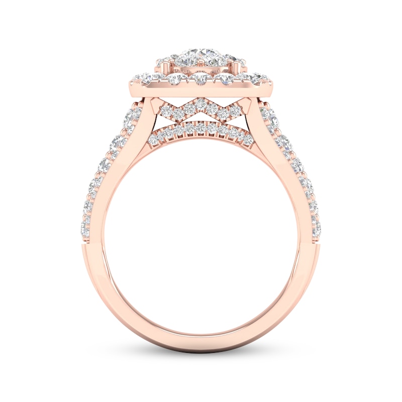 Multi-Diamond Engagement Ring 2 ct tw Round-cut 18K Rose Gold