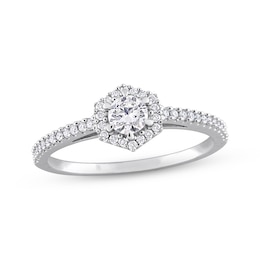 Now + Forever Diamond Engagement Ring 1/2 ct tw Round-cut 14K White Gold