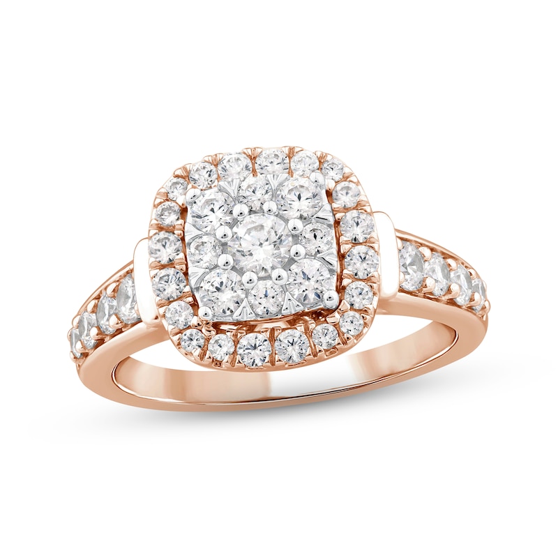 Main Image 1 of Multi-Diamond Center Engagement Ring 1 ct tw Round-cut 14K Rose Gold