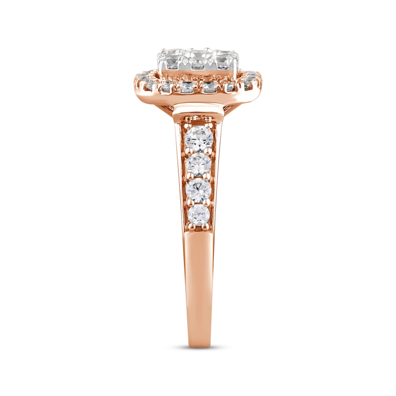 Main Image 2 of Multi-Diamond Center Engagement Ring 1 ct tw Round-cut 14K Rose Gold