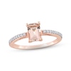 Thumbnail Image 0 of Morganite & Diamond Engagement Ring 1/10 ct tw Emerald & Round-cut 10K Rose Gold