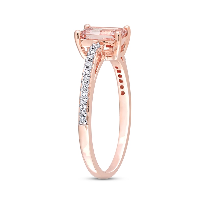 Morganite & Diamond Engagement Ring 1/10 ct tw Emerald & Round-cut 10K Rose Gold