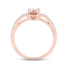 Thumbnail Image 2 of Morganite & Diamond Engagement Ring 1/10 ct tw Emerald & Round-cut 10K Rose Gold