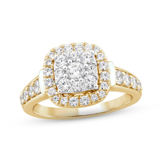 Multi-Diamond Center Engagement Ring 1 ct tw Round-cut 14K Yellow Gold