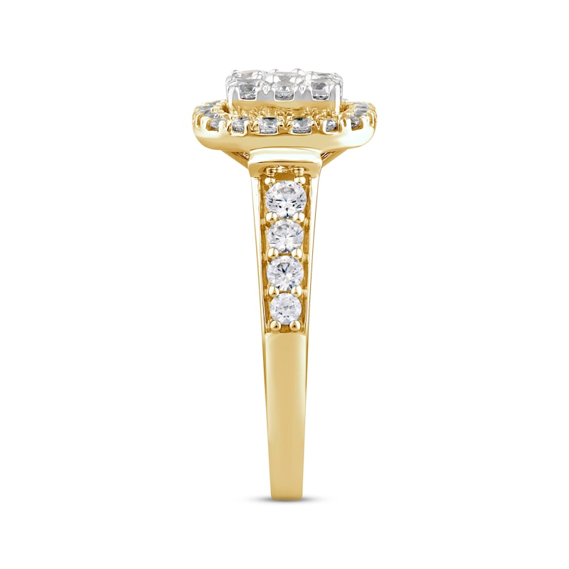 Main Image 2 of Multi-Diamond Center Engagement Ring 1 ct tw Round-cut 14K Yellow Gold