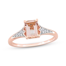Morganite & Diamond Engagement Ring 1/10 ct tw Round-cut 10K Rose Gold