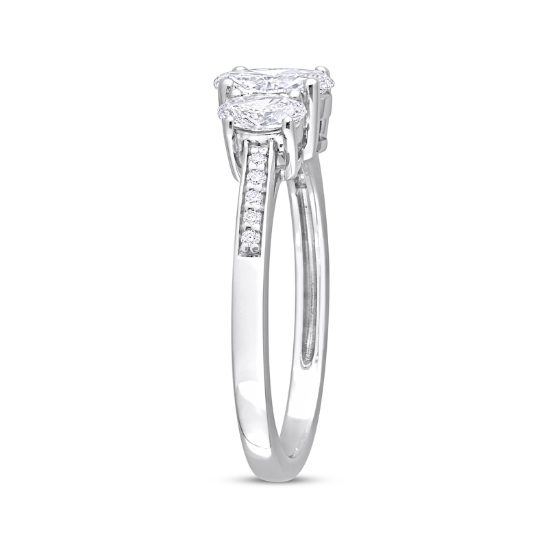 Main Image 2 of Memories Moments Magic Diamond Three-Stone Engagement Ring 7/8 ct tw Oval & Round-cut 14K White Gold