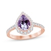 Thumbnail Image 0 of Amethyst & Diamond Engagement Ring 1/2 ct tw Pear & Round-cut 10K Rose Gold