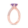 Thumbnail Image 1 of Amethyst & Diamond Engagement Ring 1/5 ct tw Oval & Round-cut 10K Rose Gold