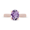 Thumbnail Image 2 of Amethyst & Diamond Engagement Ring 1/5 ct tw Oval & Round-cut 10K Rose Gold