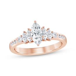 Diamond Engagement Ring 7/8 ct tw Marquise & Round-cut 14K Rose Gold
