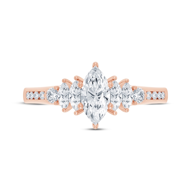 Main Image 3 of Diamond Engagement Ring 7/8 ct tw Marquise & Round-cut 14K Rose Gold