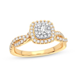 Diamond Cushion Engagement Ring 1/3 ct tw Round-cut 10K Yellow Gold