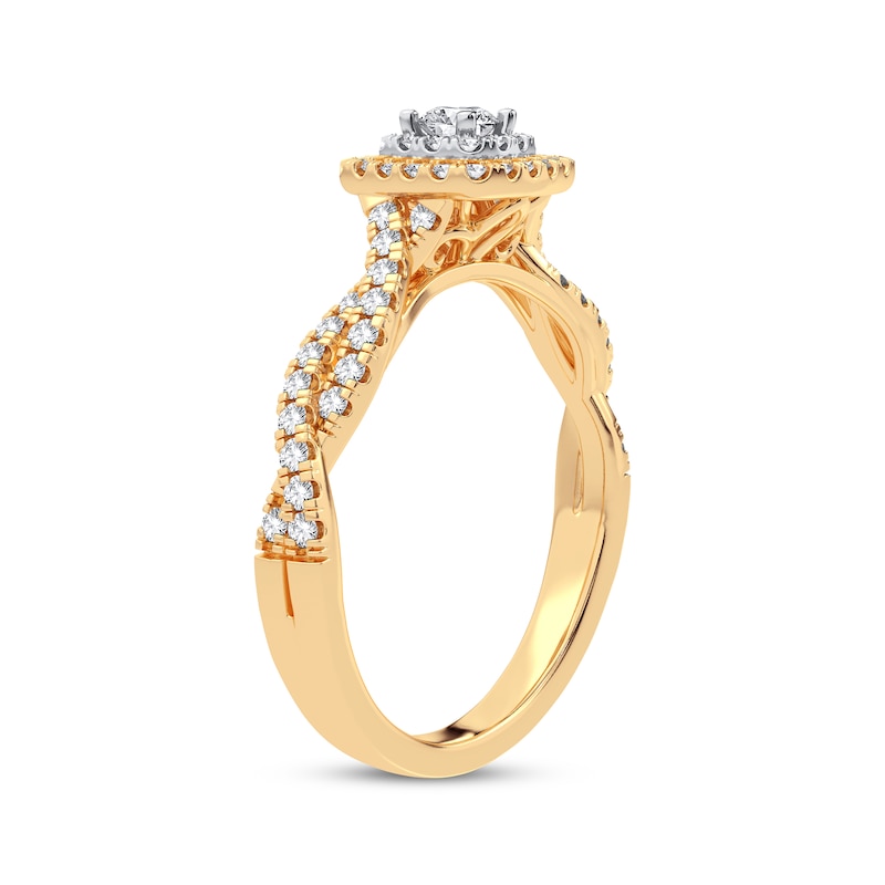 Diamond Cushion Engagement Ring 1/3 ct tw Round-cut 10K Yellow Gold