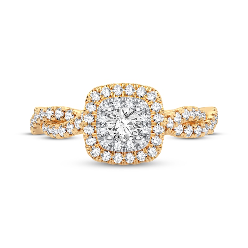 Diamond Cushion Engagement Ring 1/3 ct tw Round-cut 10K Yellow Gold