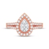 Thumbnail Image 2 of Multi-Diamond Center Pear Milgrain Engagement Ring 1/3 ct tw Round-cut 10K Rose Gold