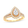 Thumbnail Image 0 of Multi-Diamond Center Pear Milgrain Engagement Ring 1/3 ct tw Round-cut 10K Yellow Gold