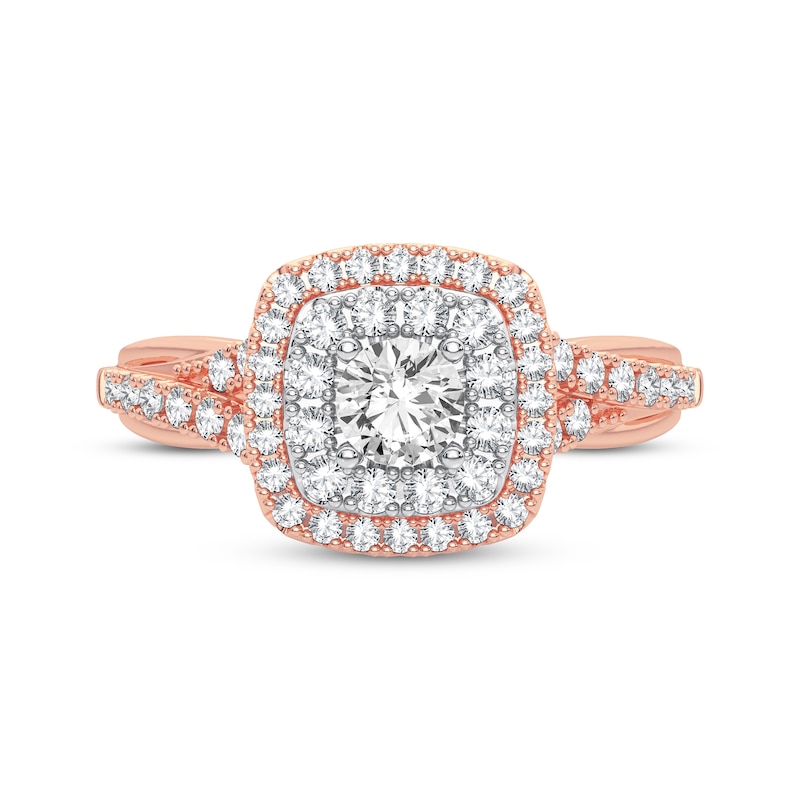 Main Image 3 of Diamond Cushion Engagement Ring 1/3 ct tw Round-cut 10K Rose Gold