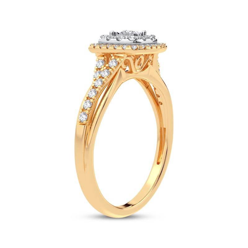 Diamond Cushion Engagement Ring 1/3 ct tw Round-cut 10K Yellow Gold