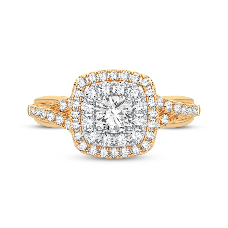 Diamond Cushion Engagement Ring 1/3 ct tw Round-cut 10K Yellow Gold