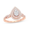 Thumbnail Image 1 of Multi-Diamond Center Pear Twist Engagement Ring 1/3 ct tw Round-cut 10K Rose Gold