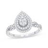 Thumbnail Image 1 of Multi-Diamond Center Pear Twist Engagement Ring 1/3 ct tw Round-cut 10K White Gold