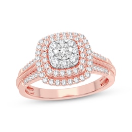 Now + Forever Diamond Cushion Engagement Ring 1/3 ct tw Round-cut 10K Rose Gold