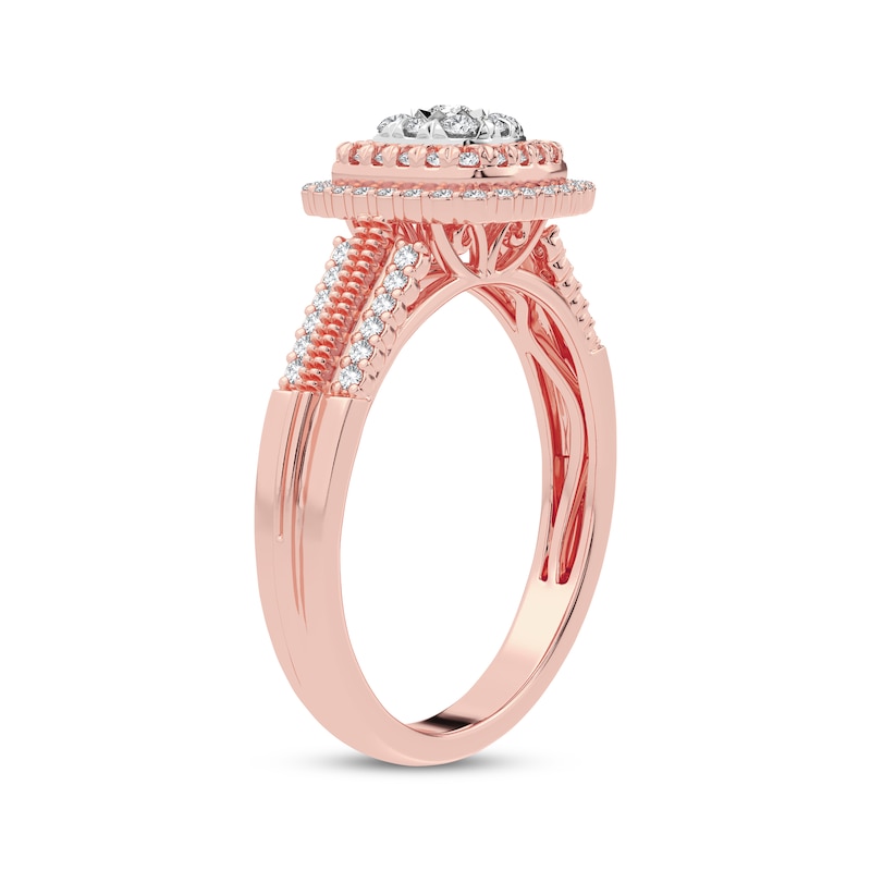 Diamond Cushion Engagement Ring 1/3 ct tw Round-cut 10K Rose Gold