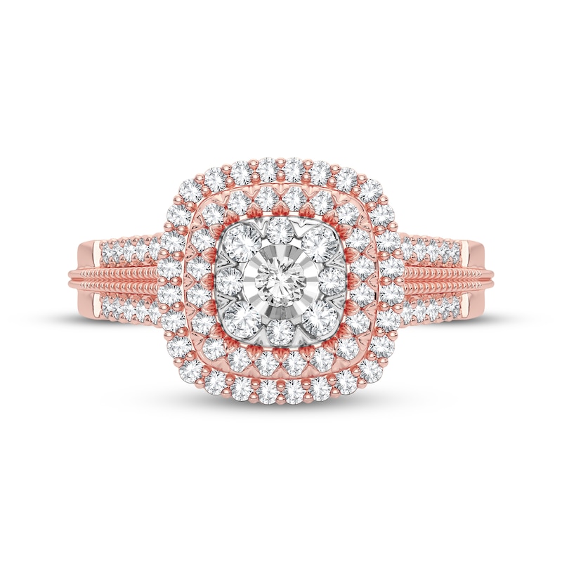 Diamond Cushion Engagement Ring 1/3 ct tw Round-cut 10K Rose Gold