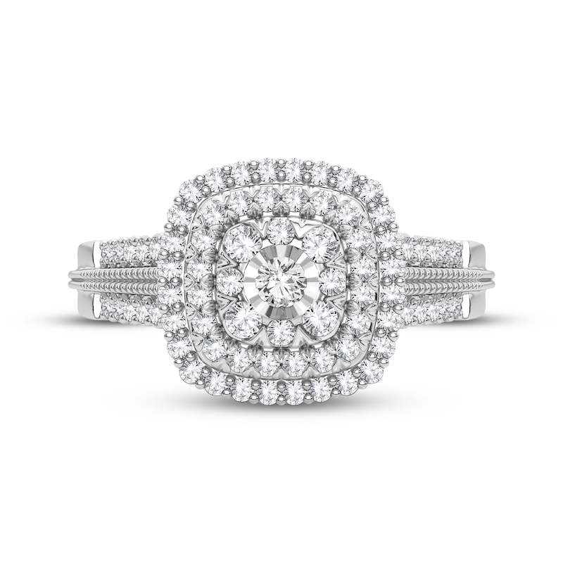 Main Image 3 of Multi-Diamond Center Cushion Engagement Ring 1/3 ct tw Round-cut 10K White Gold